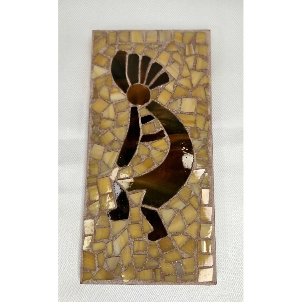 Handmade Stained Glass Kokopelli Mosaic Trivet –Artisan Southwestern Decor